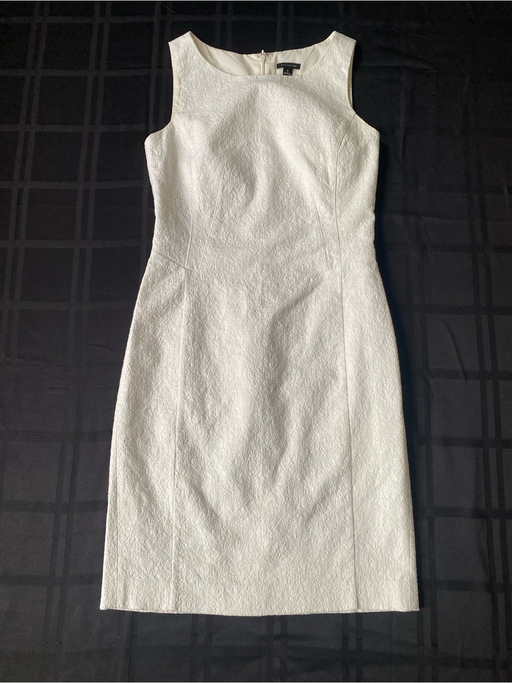 Ann Taylor White Textured Midi Sheath Dress